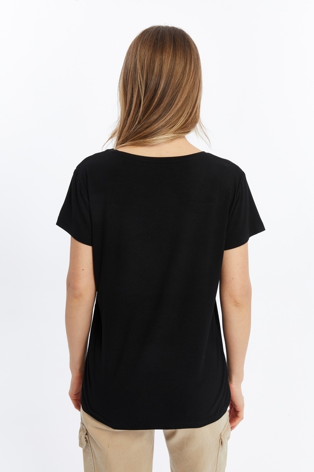 Daisy Kadın Bambu V Yaka Tshirt - 7