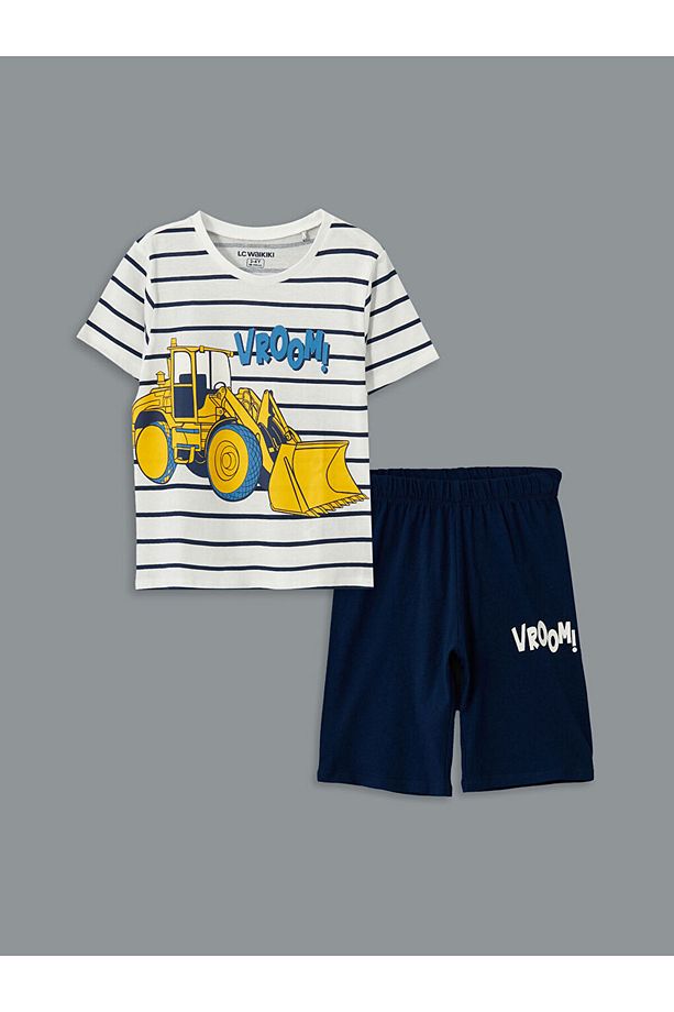 LCW Kids Bisiklet Yaka Erkek Çocuk Şortlu Pijama Takımı - 1
