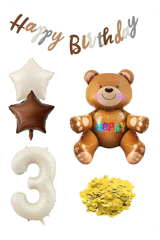 Retro Renkler Ayı Folyo Balon Doğum Günü Konsept Balon Parti Eğlence - 3