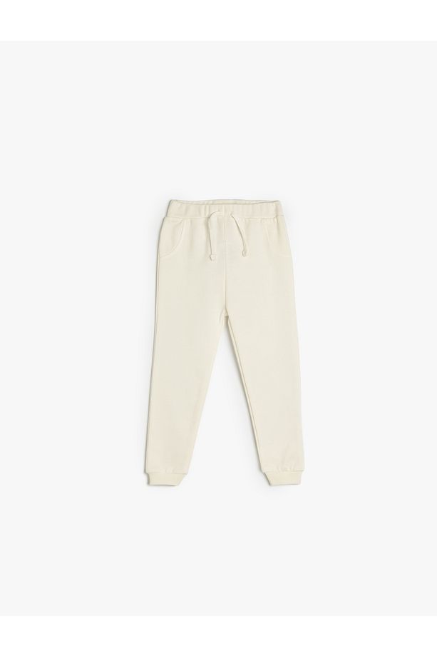 Pamuklu Beli Ayarlanabilir Lastikli Şardonlu Basic Jogger Eşofman Altı - 1
