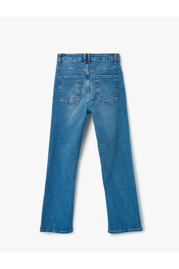 Yüksek Bel İspanyol Paça Denim Pantolon - Kick Flare Jeans - 4