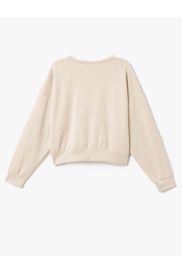 Modal Kumaş Bisiklet Yaka Uzun Kollu Basic Sweatshirt - 2