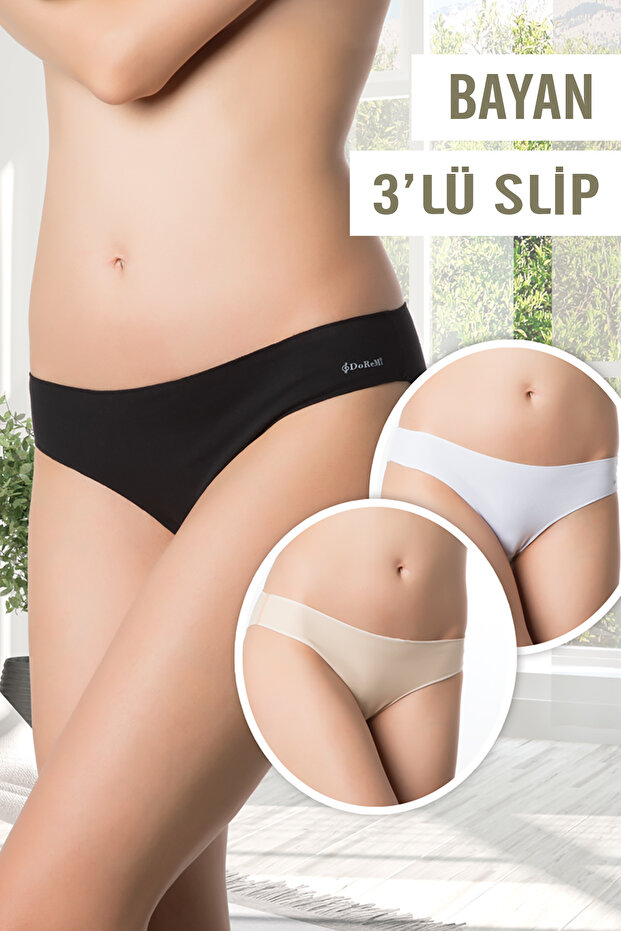 3-Piece 100% Natural Cotton Comfortable Fit Combed Women's Slip Panties