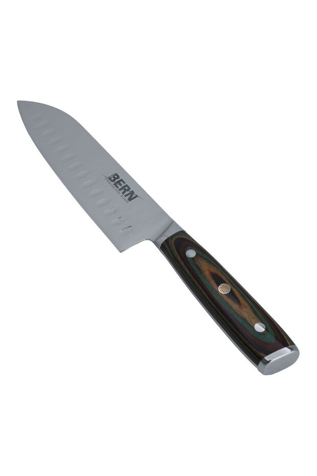 Steel Bern Chef's Knife, Wooden Handle, Black-Silver