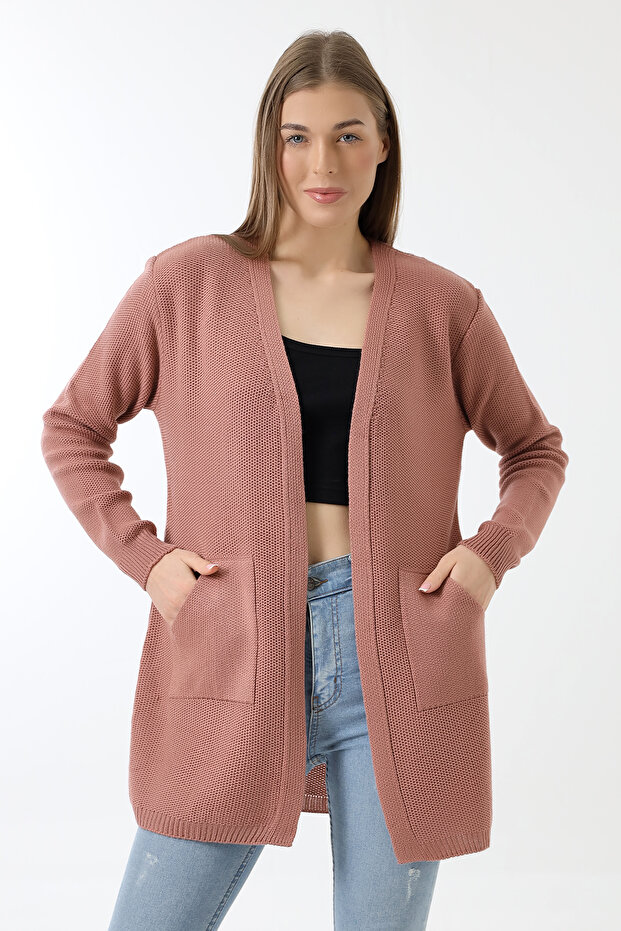 Kadın Kanguru Cep Triko Hırka - 1