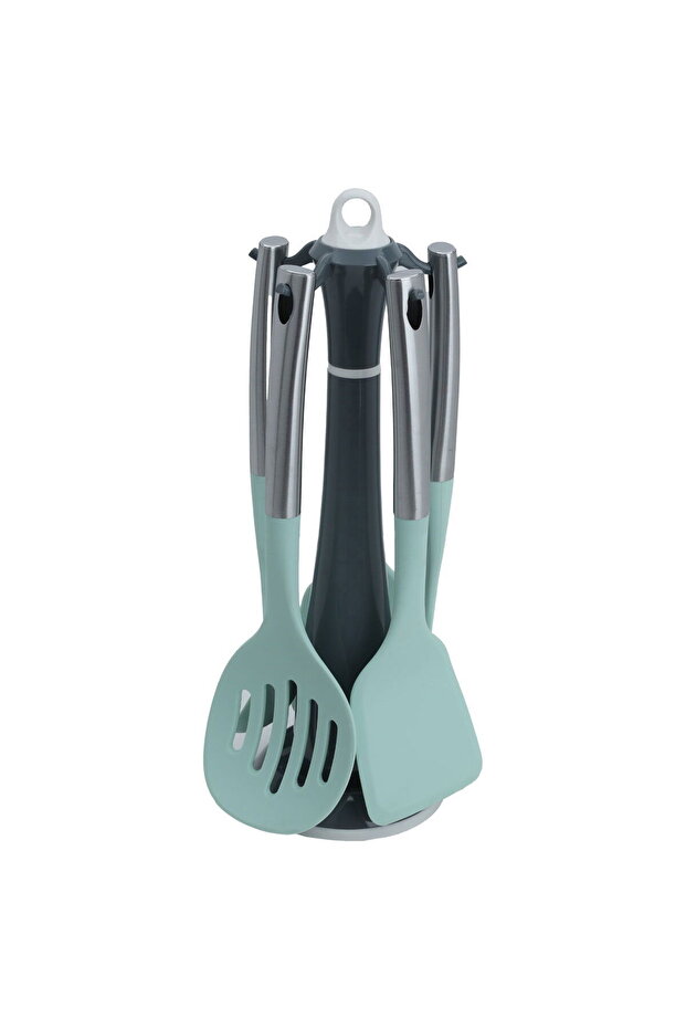 Saif Gallery Silicone Spoon Set, 5 Pieces - Grey