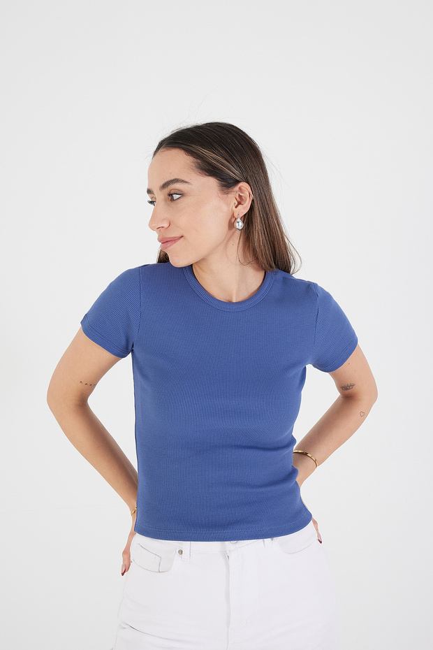 Bisiklet Yaka Basic T-shirt P13343-U6 - 2