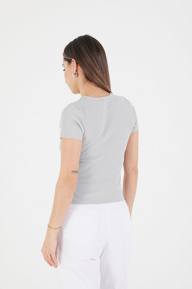 Bisiklet Yaka Basic T-shirt P13343-U6 - 5