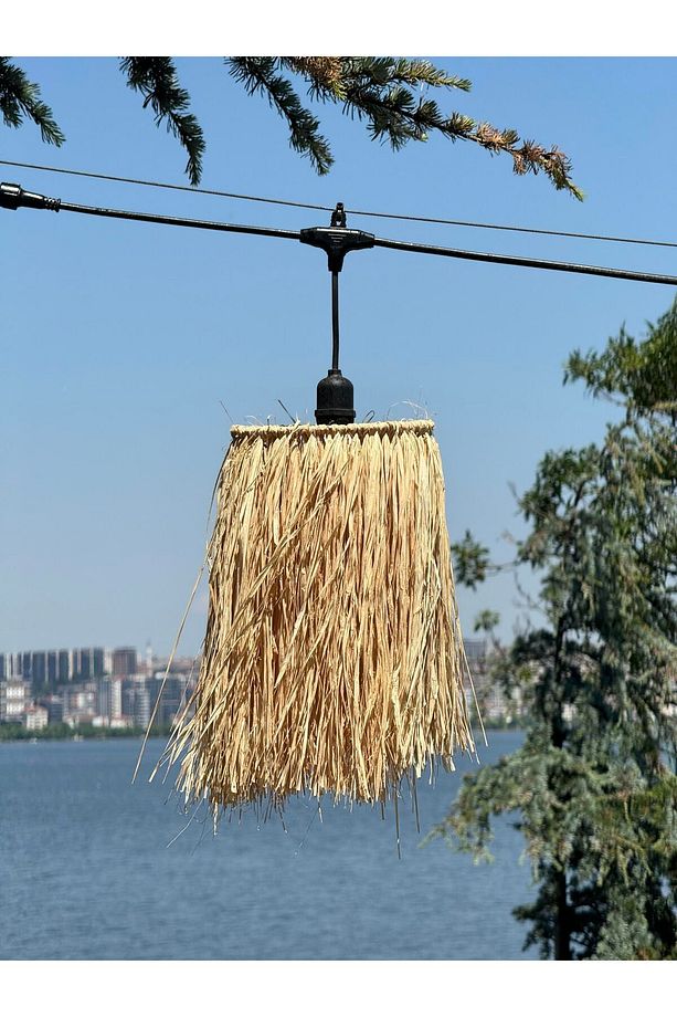 3'Lü Hasır Rafya Bohem 25 Cm Avize Sarkıt (3 Adet) - 6