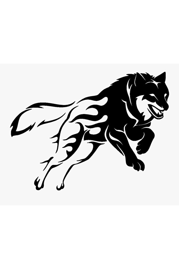 Flaming Wolf Auto Engine Laptop Wall Foil Sticker 40 x 28