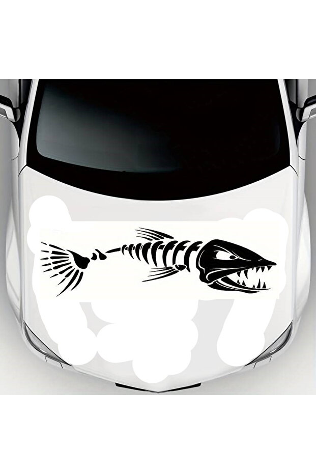 Piranha Fishbone Figure Auto Hood High Quality Sticker 71 X 21 cm
