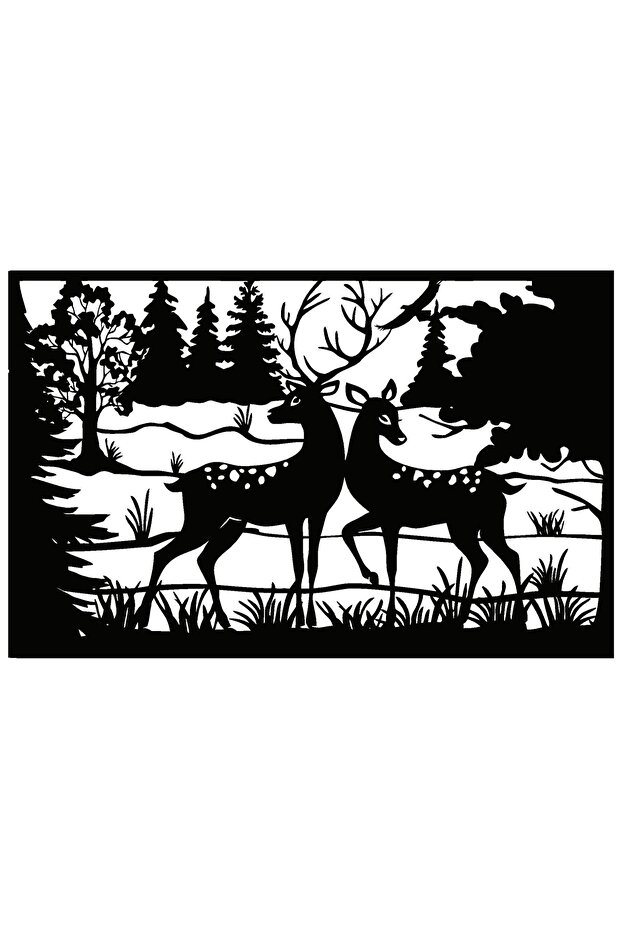 Gazelles and Forest Themed Wall Decor Sticker 40 X 24 cm