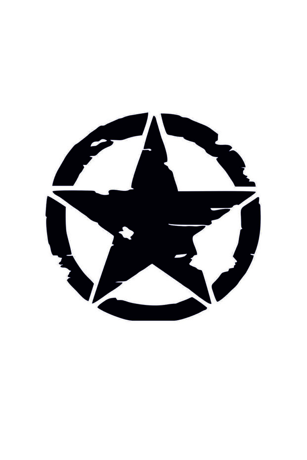 Worn Military Star Sticker A+ Quality 30 X 30 cm Durable