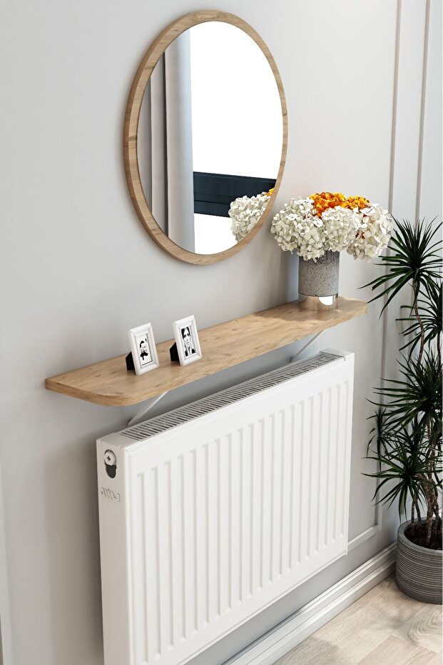 Petek Üstü Tak Çıkar , Uçan Raf & Dresuar Duvar Montajsız Oval Kesim Safir Meşe 120 Cm - 2