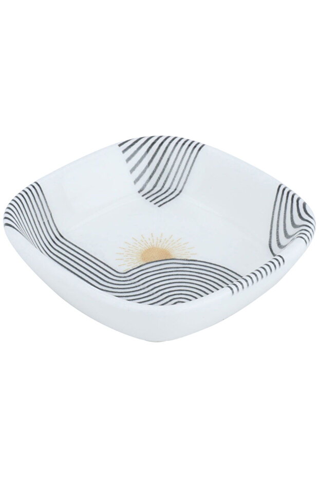 Saif Gallery Porcelain Serving Platter, 10x10x3 cm, Square - Black White