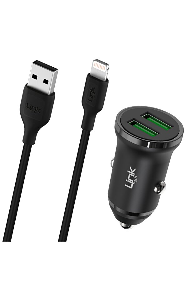 C482e 12w 2x Usb Lightning Usb Kablo Araç Içi Şarj Aleti Set Siyah - 1