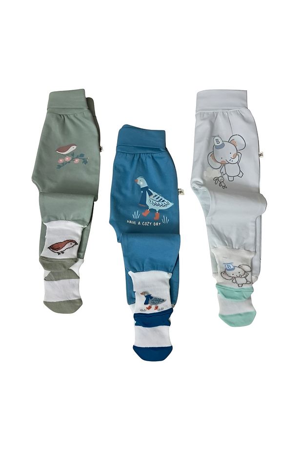 Unisex Bebek Çoraplı Tek Alt 3'lü Set - 2