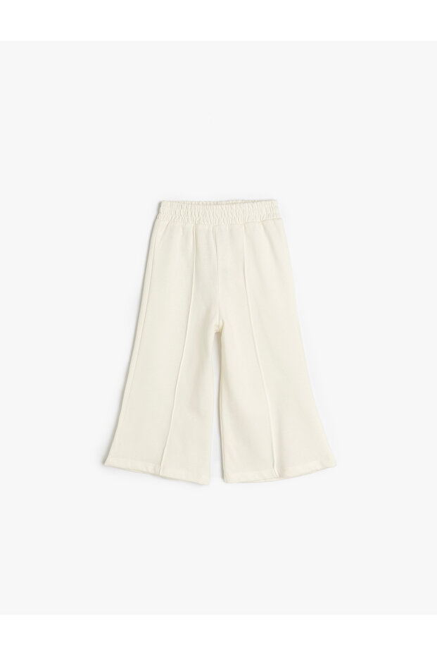 Cotton Raised Elastic Waist Basic Wide Leg Sweatpants