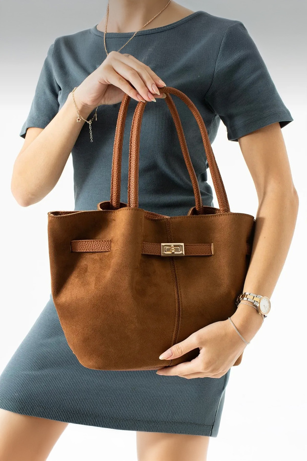 Women's Leo Model Nubuck (Suede) Hand and Shoulder Bag