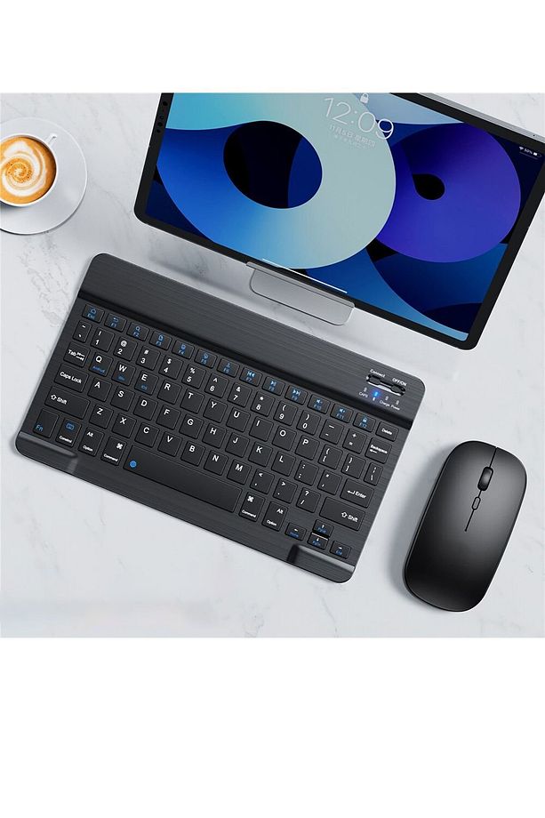 Galaxy Tab S9 Plus Uyumlu Wi-fi Sm-x810 İçin Bluetooth Klavye Ve Mouse Seti Siyah - 3