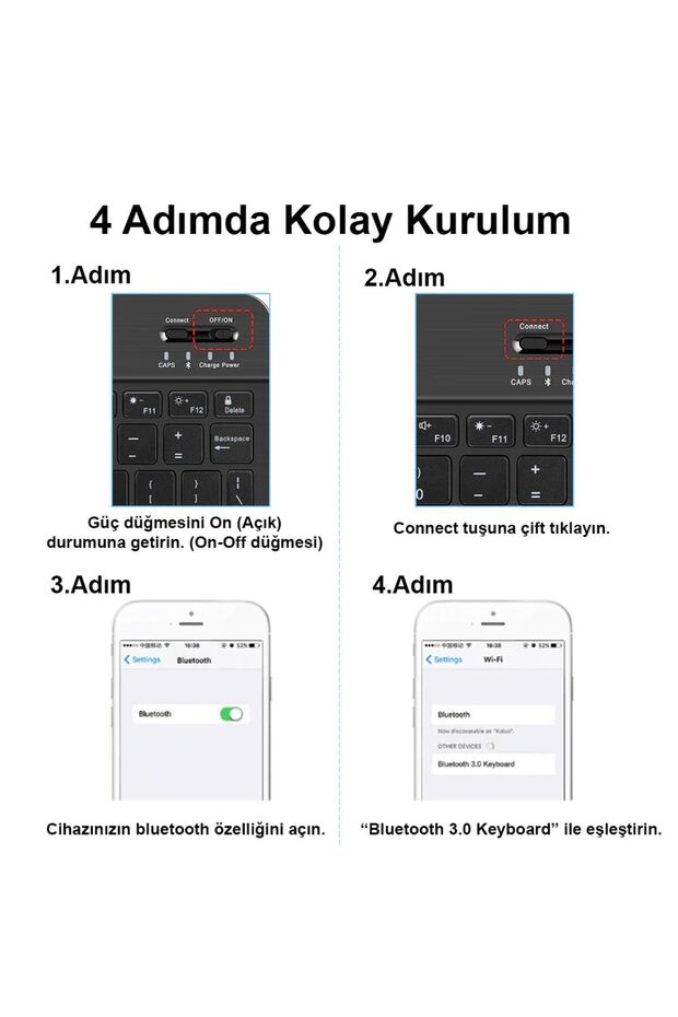 Galaxy Tab E 8.0 T3777 Tablet Uyumlu Mini Slim Şarjlı Bluetooth Klavye ve Mouse Seti Siyah - 7