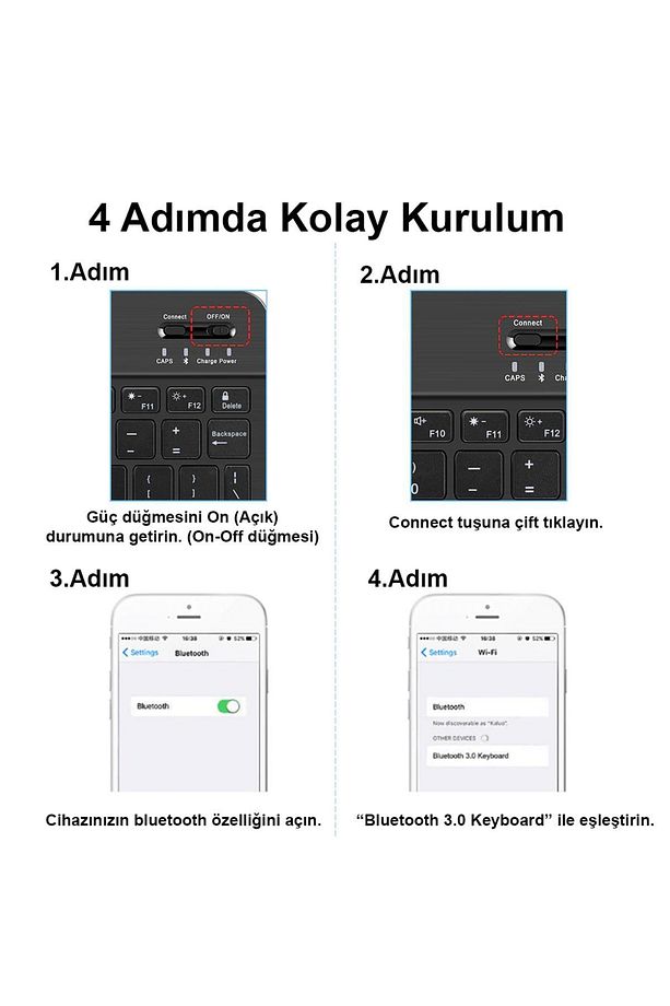 Samsung Galaxy Tab S6 Lite SM-P610 için Bluetooth Klavye ve Mouse Seti Pembe - 7