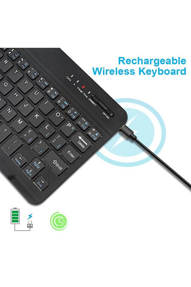 Samsung Galaxy Tab S6 Lite SM-P610 için Bluetooth Klavye ve Mouse Seti Pembe - 5