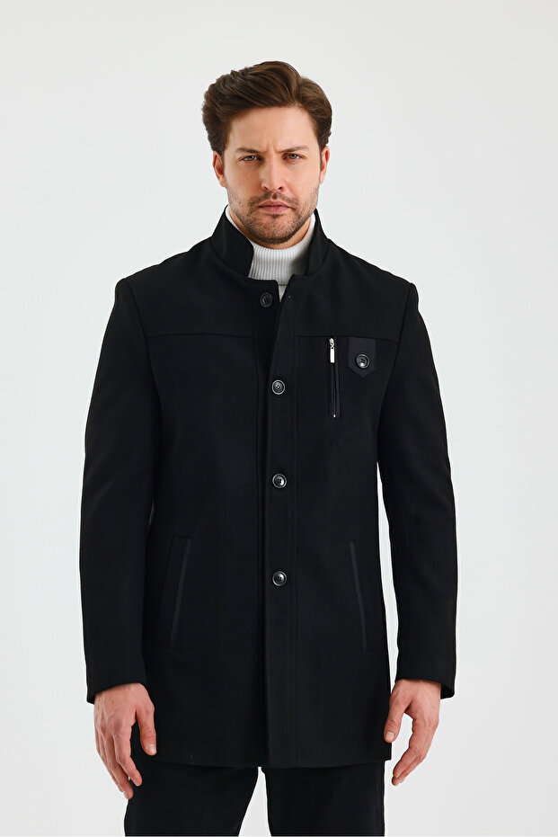 Men's Black Color Cashew Coat