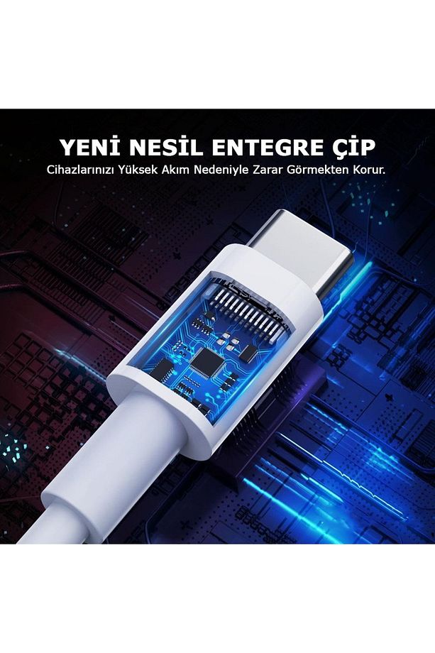 Type C to Type C Hızlı Şarj ve Data Transfer Özellikli Şarj Kablosu, 60 W Çift Taraflı USB C Kablo - 4