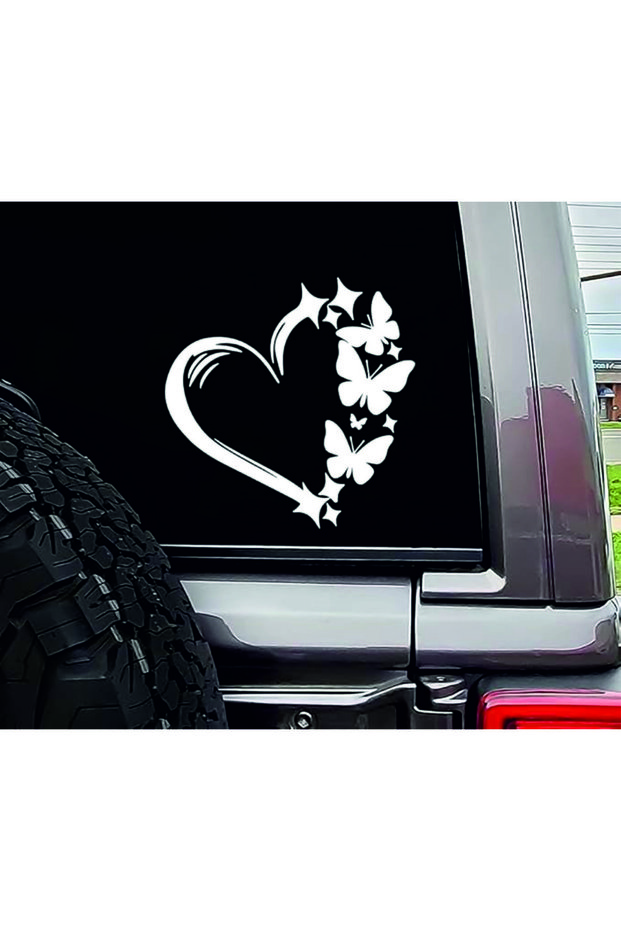 Butterflies and Heart Car Sticker (22X22 cm)
