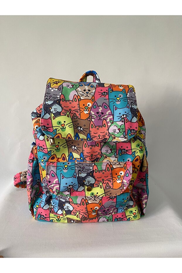 حقيبة ظهر متعددة الجيوب مع قطة برتقالية - 2