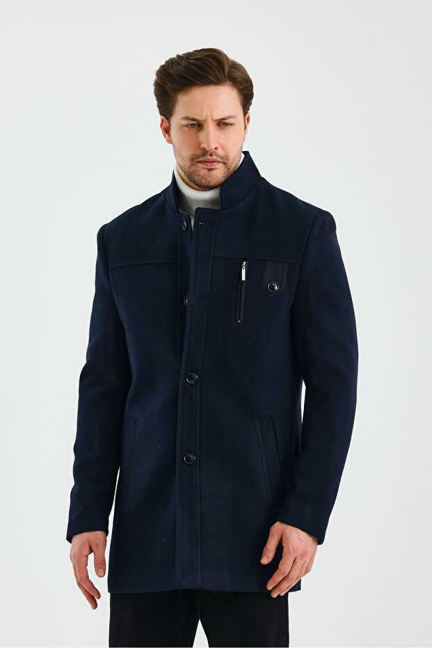 Men's Navy Blue Color Cashew Coat