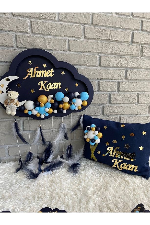 45x30 Cm Ledli Bulut Bubble Bebek Kapı Süsü Yastık - 3