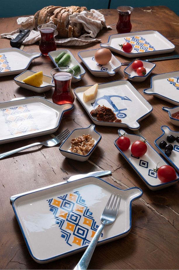 Marmaris Desenli Stackable 6 Kişilik Kahvaltı Tabak Seti - 4