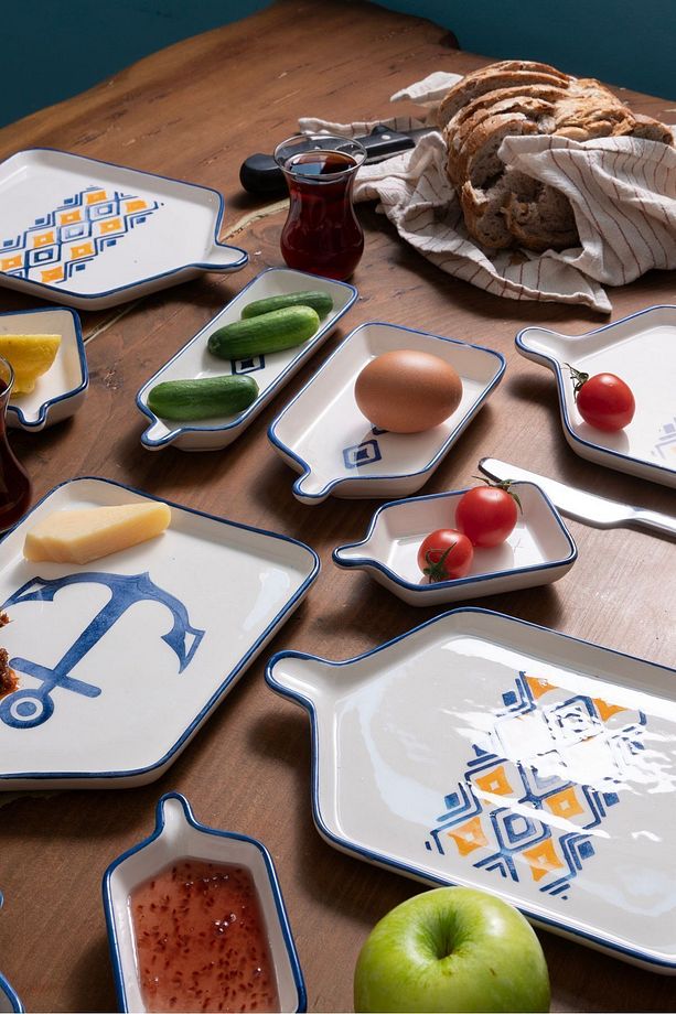 Marmaris Desenli Stackable 6 Kişilik Kahvaltı Tabak Seti - 5