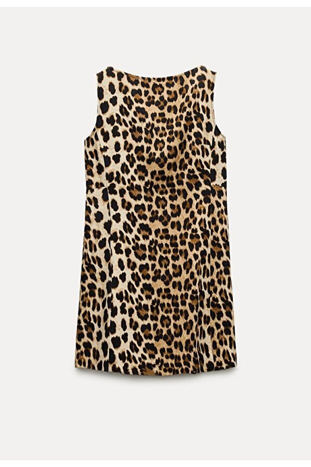 Rochie din satin cu imprimeu leopard - 7
