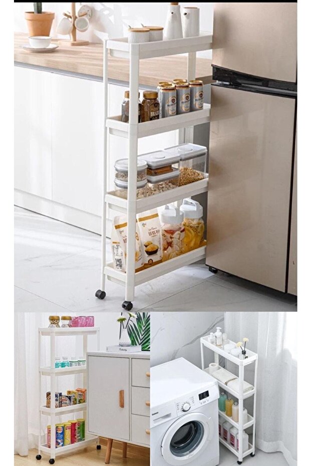 Kitchen and Bathroom Collector for Narrow Spaces Practical 4-Tier Rolling Shelf Rest Towel Shelf - 3