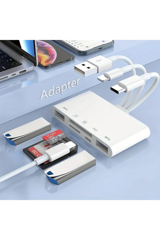 Acpt-16 5in1 Lightning + Usb-C + Type-C Çıkışlı Çoklu Otg Çevirici Adaptör - 6