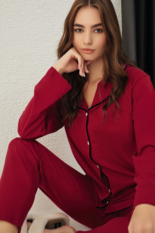 Cotton Buttoned Pajama Set - 1