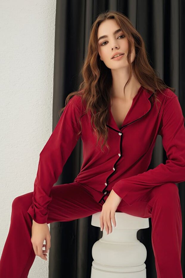 Cotton Buttoned Pajama Set - 2