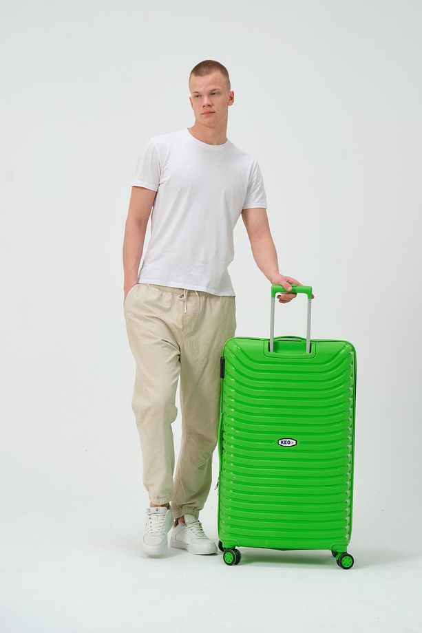 Keo-Plus Yeşil Büyük Boy Silikon Kırılmaz PP Valiz - 8