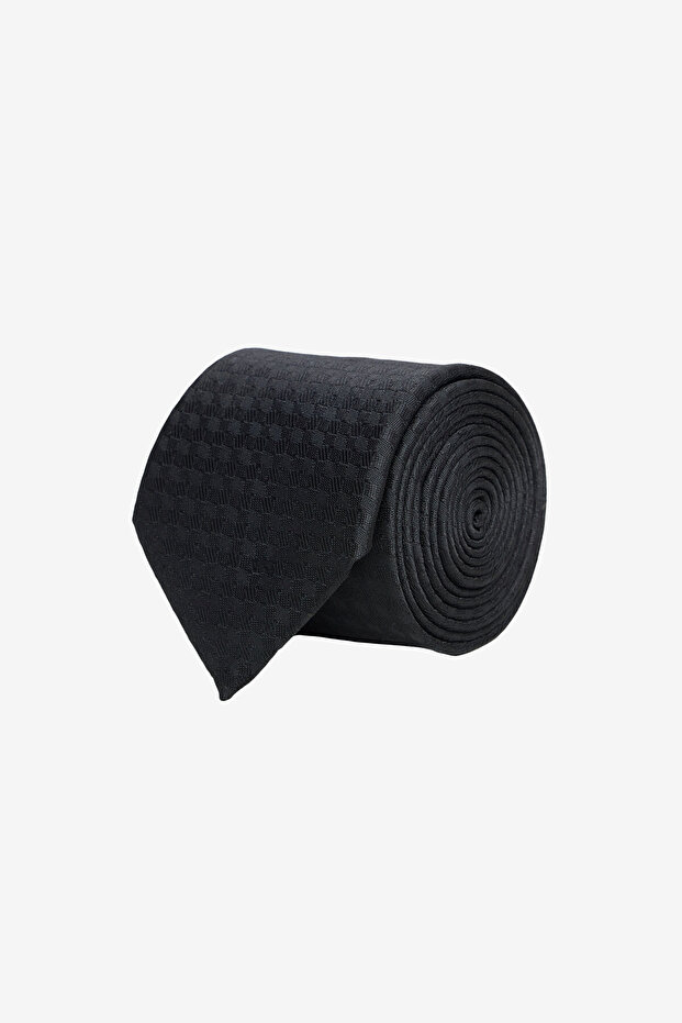 ربطة عنق سوداء منقوشة للرجال - 1