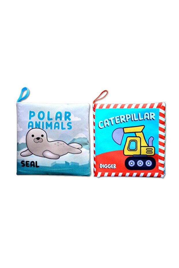 2 Books English Polar Animals and Construction Machinery Cloth Quiet Book E125 E118 - Cloth Book, E