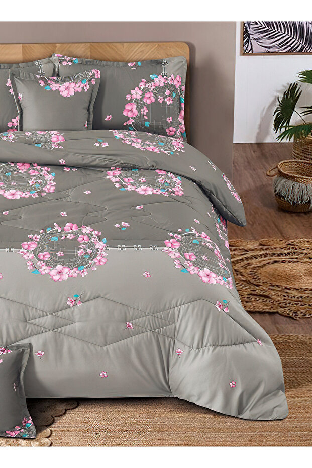 طقم لحاف مكون من 4 قطع بمقاس واحد، ملاءة سرير أنيقة وخفيفة الوزن، مناسب لجميع المواسم - 3