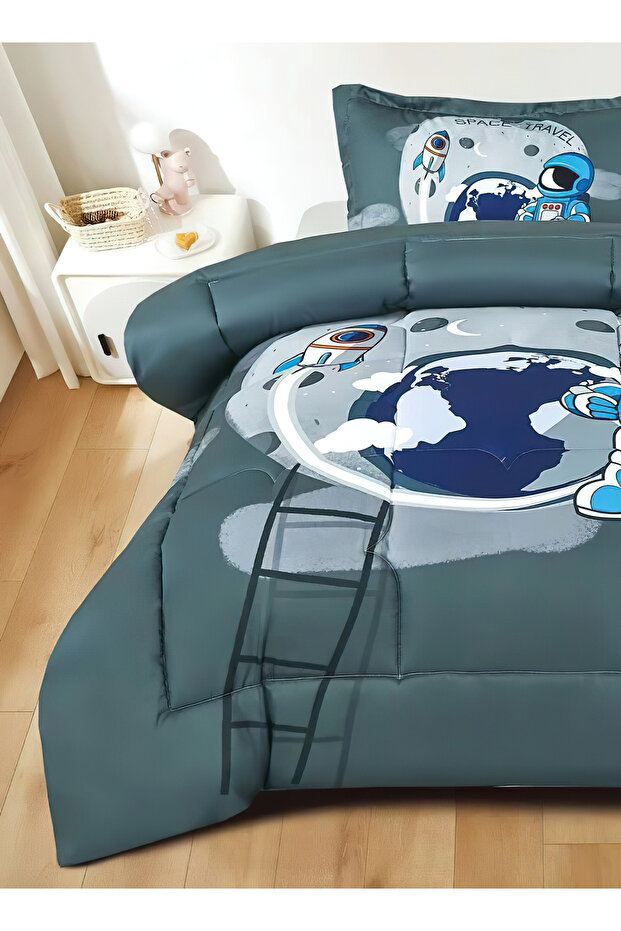 طقم فراش فردي مكون من 3 قطع، لحاف خفيف الوزن، مناسب لجميع المواسم - 2