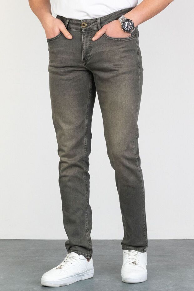 Men's Khaki Slim Fit Slim Fit Stretchy Lycra Denim Jeans Jeans HLTHE001920