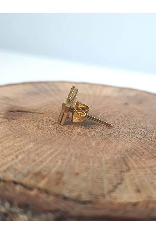 Çelik Küpe Tek Adet Erkek Çivi Yıldız Desenli - 4