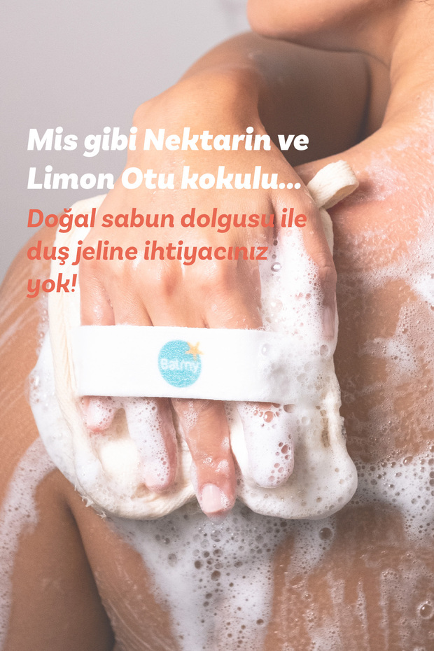 Doğal Sabun Dolgulu Banyo Kesesi Nektarin & Limon Otu - 4