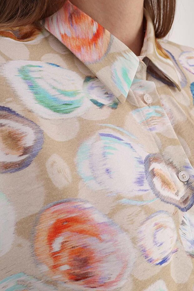 Bej-Mint-Oversize Gömlek - 5