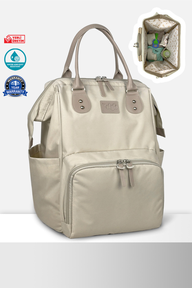 Paris X Pro  Kadın ve Anne Bebek Bakım Sırt Çantası Beige - 4